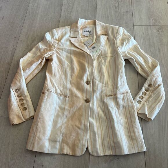Sam Edelman Women's Enola Twotone Striped Linen Blend Blazer, Size S - Picture 1 of 11